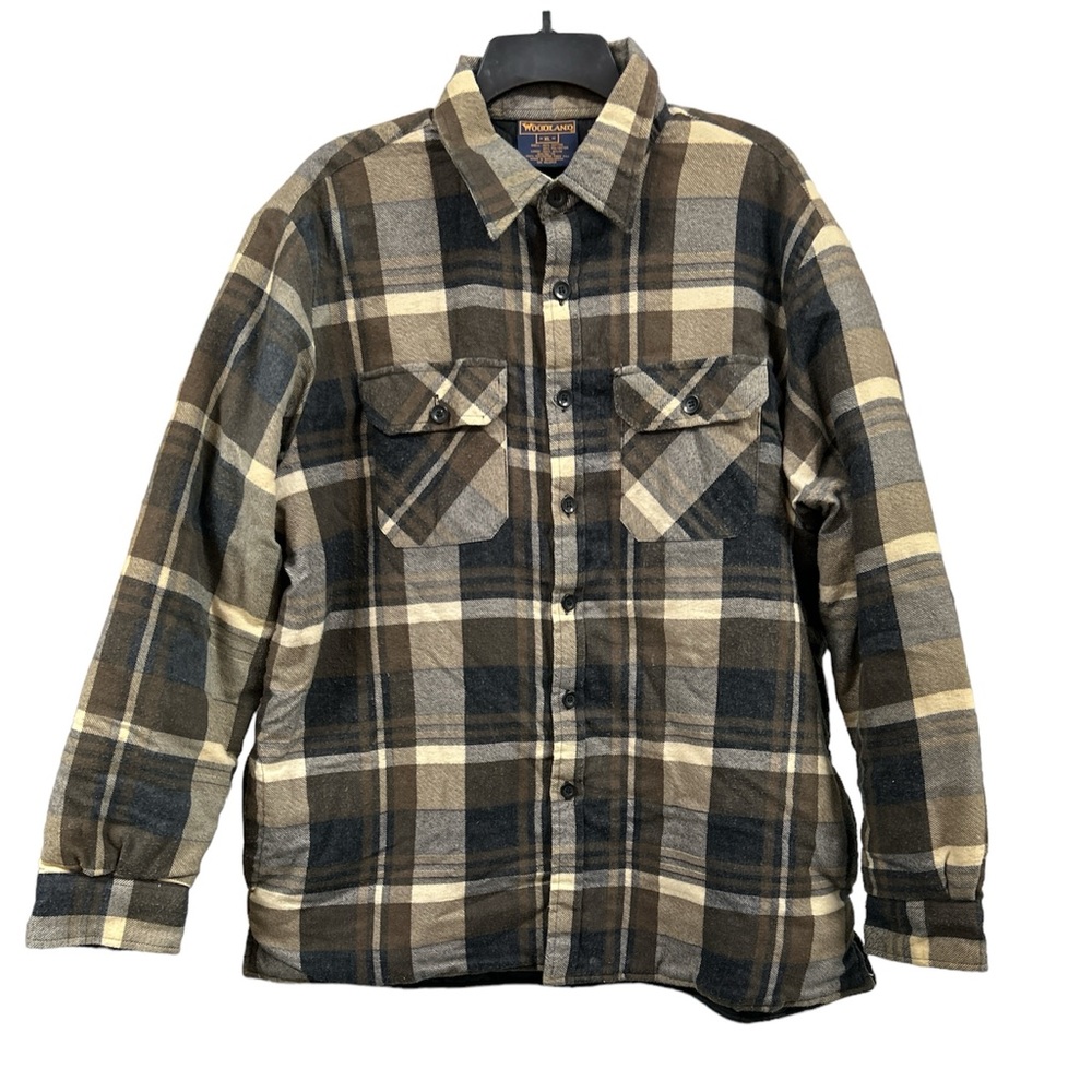 Vintage Woodland 90s Plaid Flannel Quilted Liner Oversized Shacket Mens XL